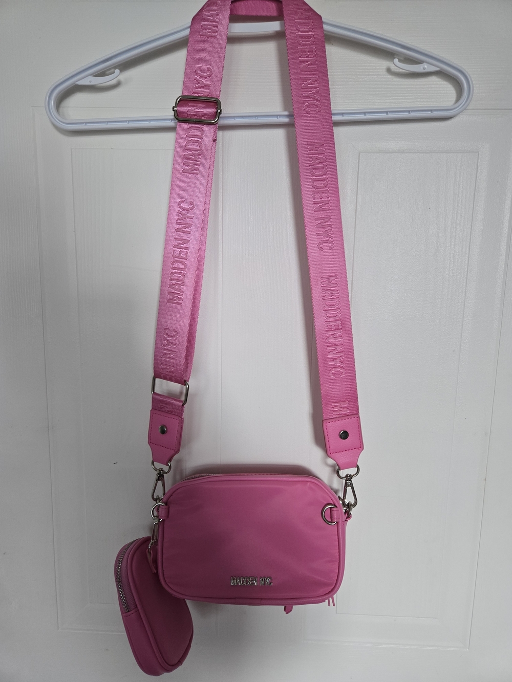 Steve Madden Hot Pink Crossbody Camera Bag with Detachable Pouch